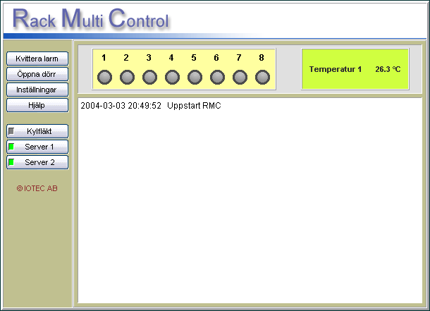 och klickar på Gå till eller Enter. Startsidan När du får kontakt med RMC:ns webserver, måste du först logga in. Detta säkerställer att bara de som ansvarar för systemet får tillgång till sidorna.