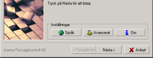 Appendix När databaskonverteraren har startat visas följande välkomstbild. Om välkomstbilden inte visas i rätt språk kan Du enkelt ändra detta. Tryck på knappen Språk.