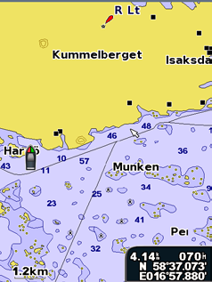 Sjökortsdata BlueChart g2 Vision och de elektroniska sjökorten över amerikanska insjöar använder grafiska symboler till att utmärka kartfunktioner. En del vanliga symboler som visas kan t.ex.