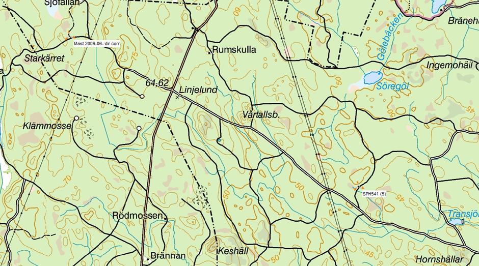 Sodarn i Idhult placerades 4 kilometer öster om masten, se Figur 14.