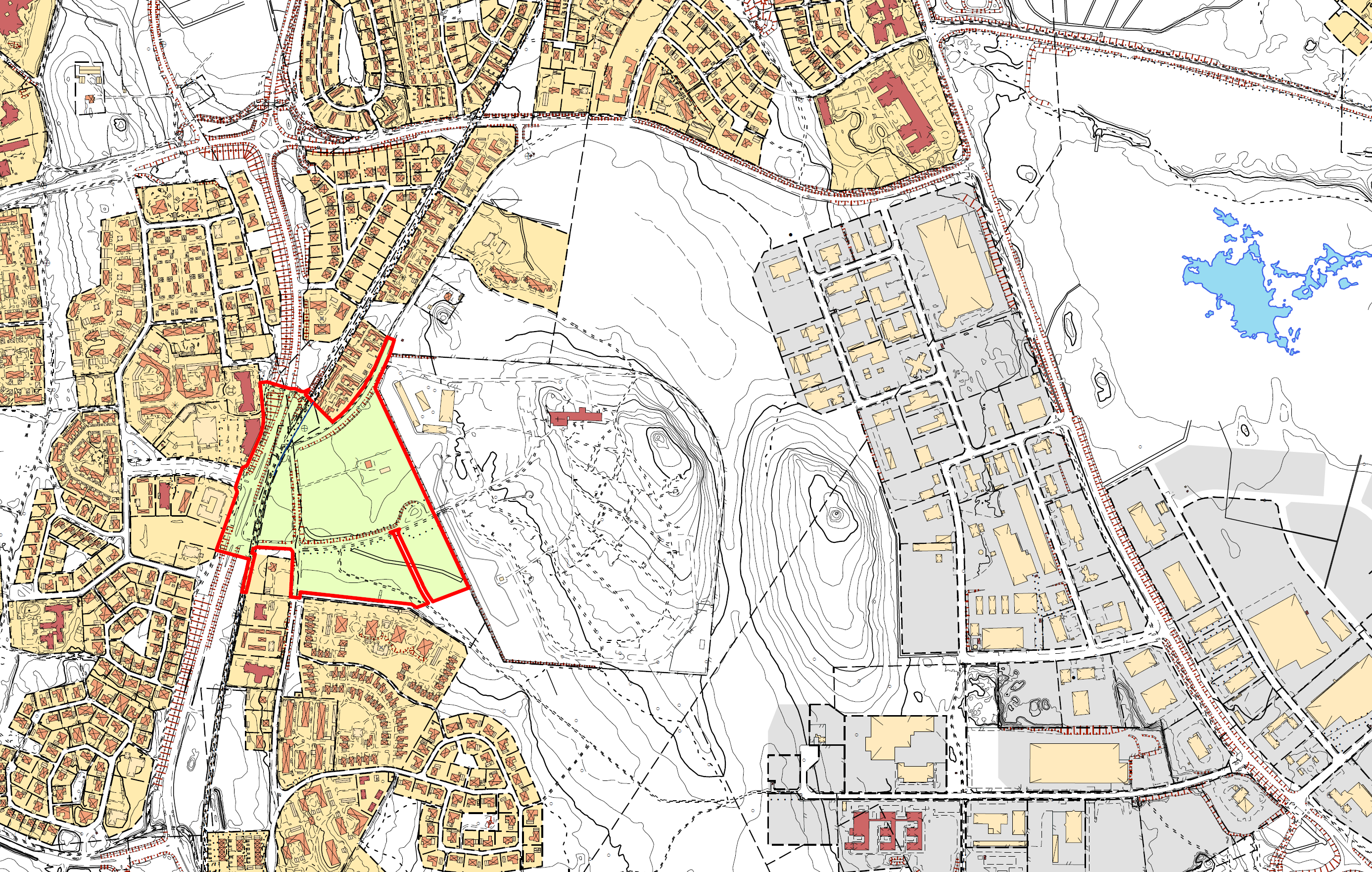 Planområde Ekonomibyggnader Kompost Kapell/Krematorie Befintlig väg Ny grusväg för