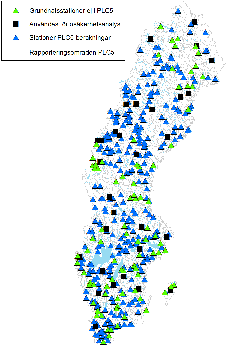 Identifiering av dataunderlag för bedömning av noggrannheten i PLC- beräkningarna Syftet med dessa analyser var att identifiera underlaget av mätdata för vattenföring, kväve och fosfor för bedömning