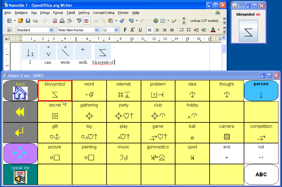 Att skriva med fullt AKK-stöd (blissymboler+arasaac)