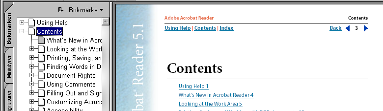 Använda Hjälp Använda Hjälp Innehåll Index Bakåt 1 Använda Hjälp Använda direkthjälpen Programvaran Adobe Acrobat Reader 5.