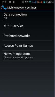 3.20 Mobila nätverk I den här menyn kan du slå på eller stänga av dataanslutning, aktivera 3G-tjänster, nätoperatörer och andra