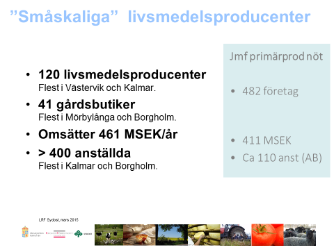 Denna bild bygger på LRF:s kartläggning av småskaliga livsmedelsproducenter, dvs livsmedelsproducenter med färre än 50 anställda.