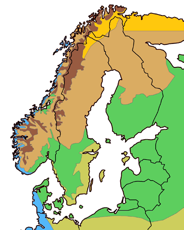 Myrtypsregioner Palsmyr-region Fjällmyr-region Aapamyr-region Högmosse-region Fjordmyr-region Atlantisk myrregion Tallmosse-strandvåtmarks-region Figur 15.