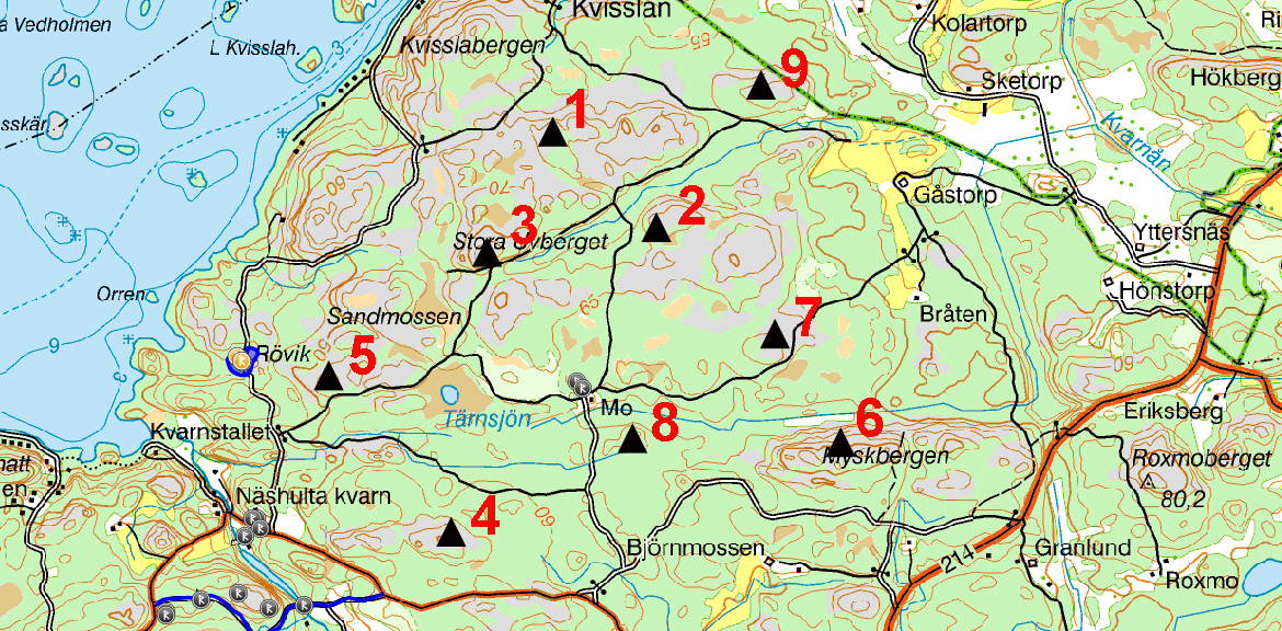 karta använts. Kartan utvisar fornlämningar av olika slag.