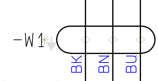 SÄTT IN KABEL De tre ledarna mellan plint och motor är en kabel. Detta skall markeras i projektet. Det görs på följande sätt: Hämta en 4-ledar kabel utan skärm i pickmenyn.