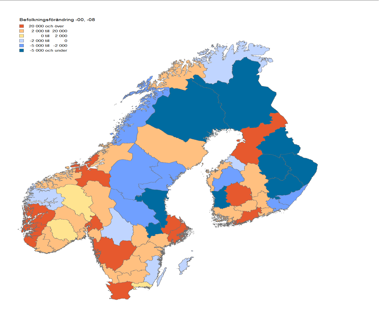 Bilaga 6 Befolkningsutveckling i Finland och Norge En grov jämförelse av befolkningsutvecklingen med våra grannländer Finland och Norge uppvisar att länderna har något olika utveckling.