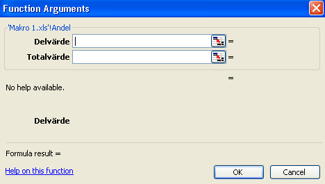 Gå därefter tillbaka till Excel genom att stänga VBA-fönstret eller trycka på Excelknappen i verktygsfältet. Använda egendefinierad funktion Markera cellen där du önskar resultatet.