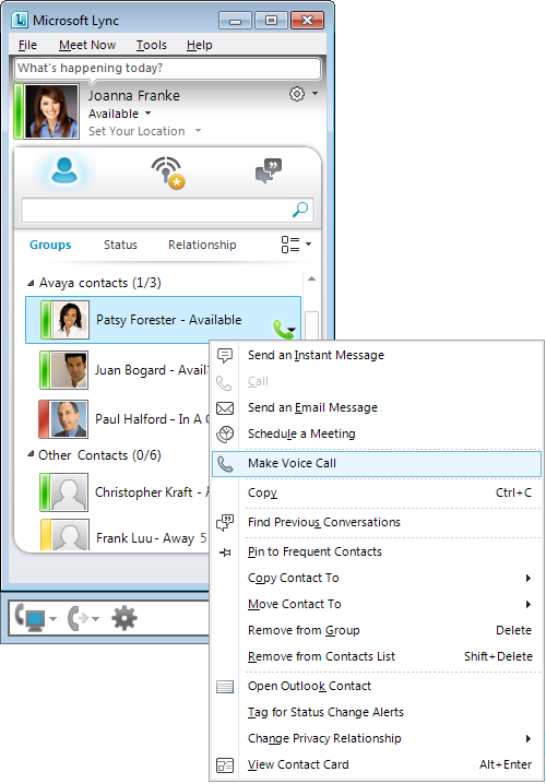 ACE Microsoft Lync Integration Använder Lyncs användargränssnitt Click-to-call, telefon,