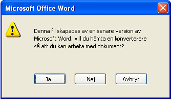 Om du konverterar dokumentet får det alla fördelar som det nya filformatet innebär (mindre filstorlek, högre säkerhet och så vidare).