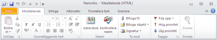 Om meddelandeformatet är Rich Text visas bifogade filer i meddelandets brödtext. Även om filen ser ut att vara inbäddad i meddelandet är den egentligen en separat bilaga.