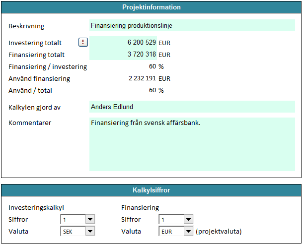 12.2 Projektblad (Project) Beskrivning Beskriv vad som ska finansieras och finansiär(er).