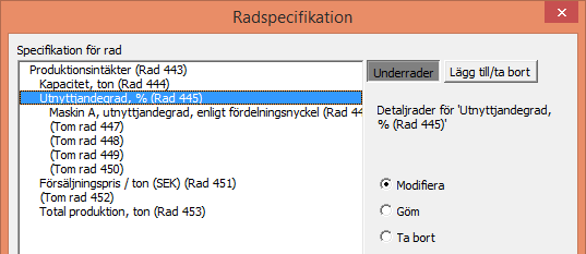 Detaljrader visas med ljusare bakgrundsfärg och indragen text, som standard. 3.