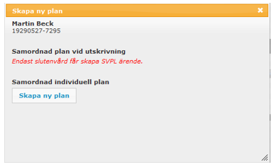 När personnumret är ifyllt listas pågående och arkiverade planer för den enskilde Om du vill