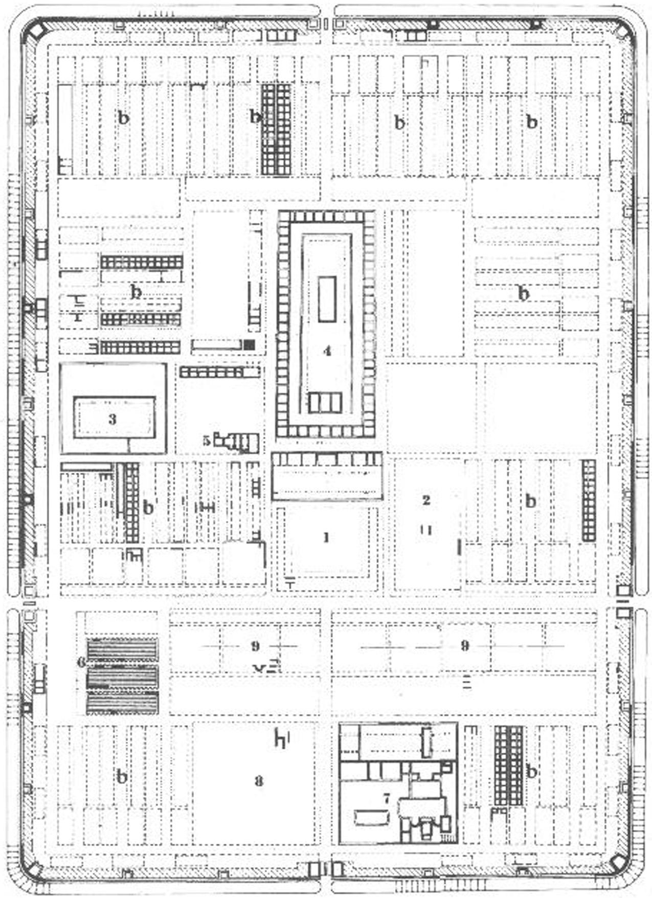 b. Baracker 7. Bad 8. Sjukhus? Fig.