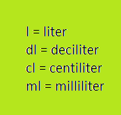 Bilaga 3 Test volymenheter 1 l = dl= ml 3dl= cl= ml