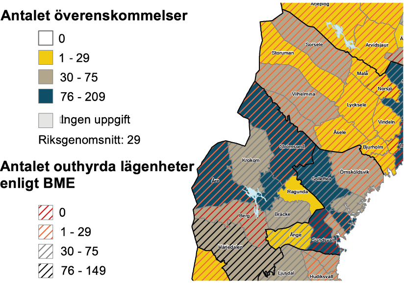 Nyanländas eget val/riksgenomsnittet i procent. Källa: Boverket och Migrationsverket.