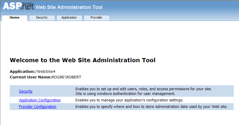 12 Övning 6 Använd Web Site Administration Tool En annan ny features i ASP.NET är Web Site Administration Tool. I ASP.NET 1.x, ändrade man konfigurationen genom att för han ändra i CONFIG filer.