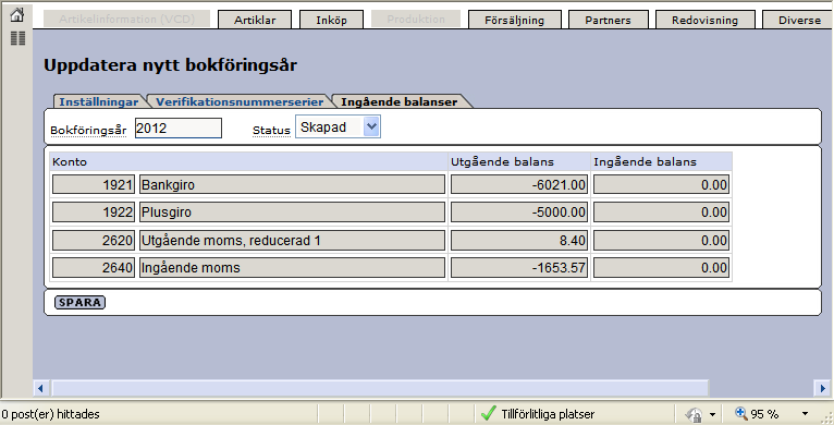 Senast Uppdaterad: 12-02-01 Exder Small Business Sida 77 av 87 I fliken Verifikationsnummerserier anges start- och slutvärden på verifikationsnummerserierna.