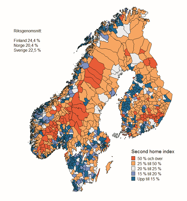 Figur 8: Second home index per kommun, 2010 Källa: SCB (SE),