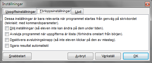 4 När man väljer inställningar ska man vara speciellt uppmärksam på den andra fliken, där man har möjlighet att förenkla det för eleven.