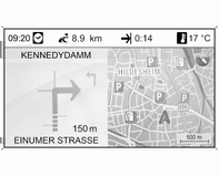 62 Navigation Ruttguidningsmeddelanden Utöver visuella instruktioner på displayen (se "Information på displayen" nedan), erhålles meddelande för ruttguidning när ruttguidning är aktiv.