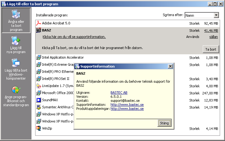 Användarmanual BAS2 styr Sidan 59 Programversioner i DUC BAS2 i PC:n kan köra mot flera olika programversioner i DUC:n.