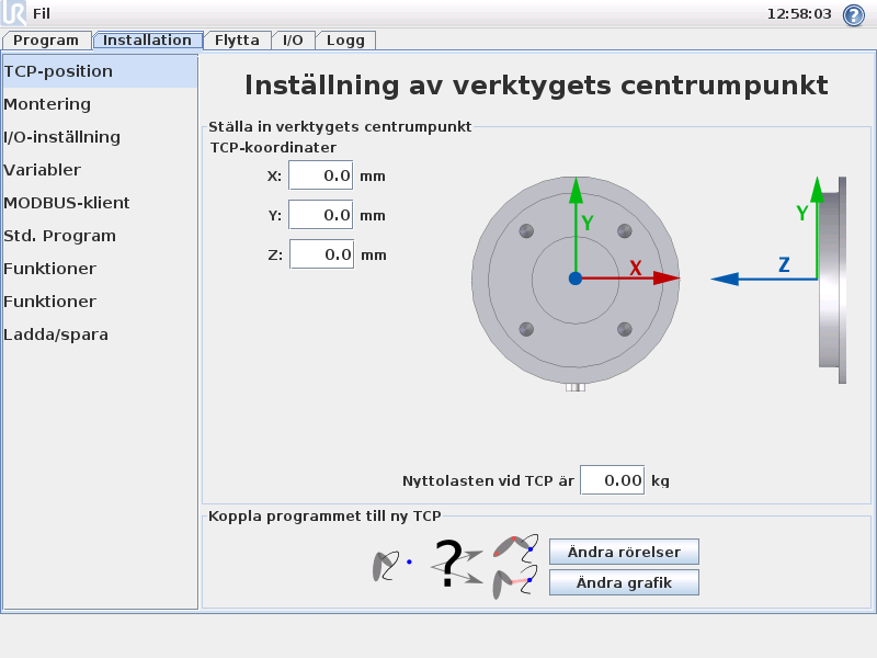 3. Robotstyrning 3.5 Installation Ladda/spara Installationen omfattar aspekter på hur roboten placeras i sin arbetsmiljö, mekanisk montering av roboten och elanslutning till annan utrustning.