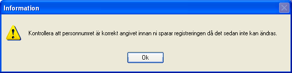 Personalregister * Observera att när registrering sparats kan alla uppgifter ändras men inte personnumret. Text