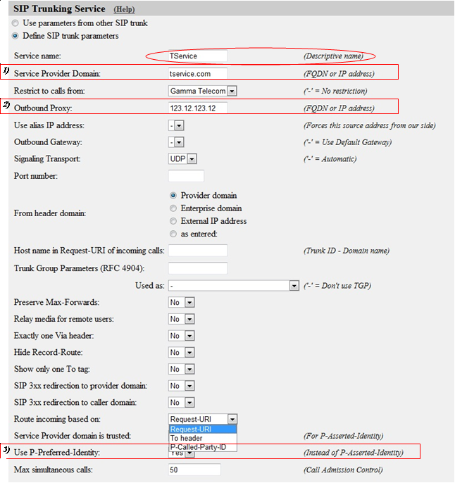 Chapter 6. How To SIP Trunking Using the SIP Trunk Page Entering the PBX Parameters Here you enter the basics relating to the IP PBX to be connected to the SIP Trunking Service.