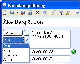 KONTAKTUPPFÖLJNING Så här registreras en ny kontakt: 1. Klicka på Ny. 2. Skriv in kontaktens namn i det översta fältet. 3.