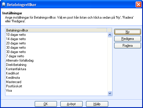 FÖRSÄLJNING Hur registreras nya betalningsvillkor? I grundinställningarna kan du anpassa och skapa betalningsvillkor som passar till dina behov. Så gör du för att skapa ett nytt betalningsvillkor: 1.