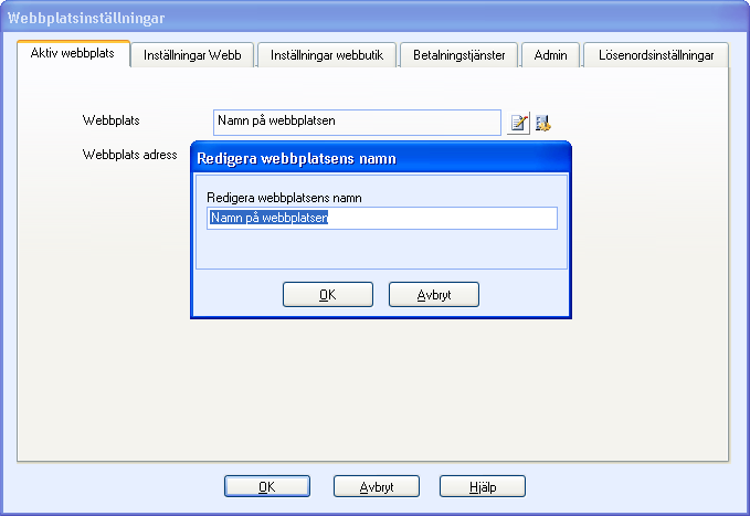 OM WEBBUTIK Steg 1 Gör så här för att kontrollera ditt webbplatsnamn och din webbadress: 1. Börja med att gå in på Visa - E-handel - Webbplatsinställningar. 2.