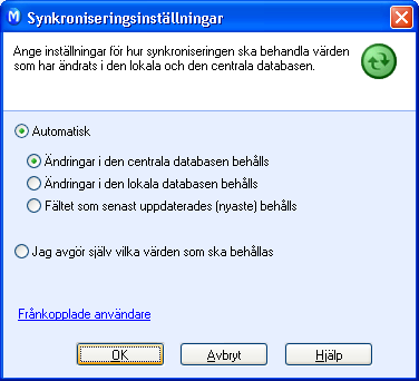 MAMUT ENTERPRISE TRAVEL CRM SYNKRONISERING OCH ANVÄNDNING AV PROGRAMMET Synkroniseringsinställningar Inställningar för synkronisering hittar du i menyn Visa - Synkroniseringsinställningar.