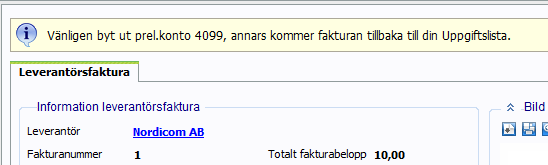 Systemadministration: Under Ändra hantering anges om användare i steget ska tillåtas ändra konteringen på fakturan och vad som i sådana fall ska hända; fullständig omfördelning, omfördelning inom