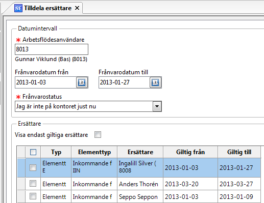 4.6 Distribution till ersättare (Definition ersättare) Omdistribution av fakturor krävs inte vid ordinarie attestants frånvaro, aktivera istället ersättare i någon av bilderna Mina ersättare eller