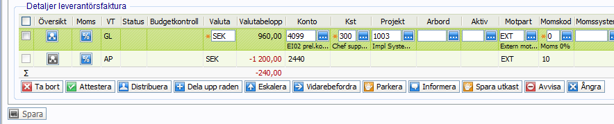 Normalt läge: åtgärdsknapparna överst i bilden. Avancerat läge: åtgärdsknappar nedanför konteringen.