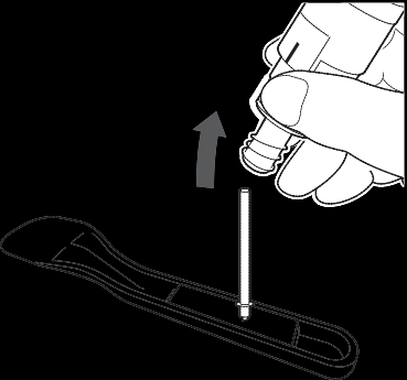 Dra hållaren uppåt så att kniven sitter kvar i gummiområdet. Vrid på hållarens hätta för att fästa den på hållaren.