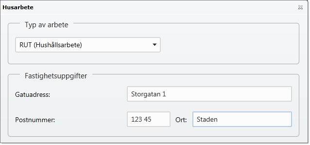 Tillfälliga artiklar När du använder tillfälliga artiklar som du vill ha med i RUT/ROT-avdrag så måste du kryssa i Arbetskostnad.