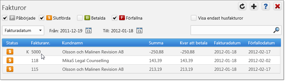 på faktura nummer: för spårbarhet.