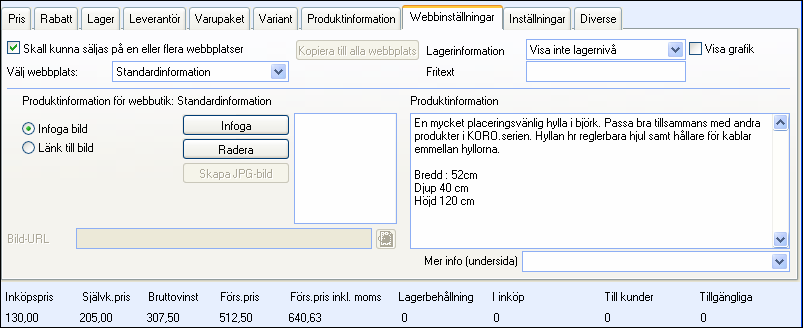 E-HANDEL E-HANDEL Fliken Webbinställningar i produktregistret Din webbutik är direktansluten till Produktregistret genom Webbinställningar.