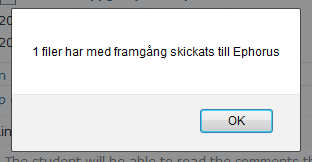 När sändningen är klar får du följande meddelande på sin skärm: Du kommer sedan att få svar per e-post hur hög andel av dokumentet som är direkta citat från