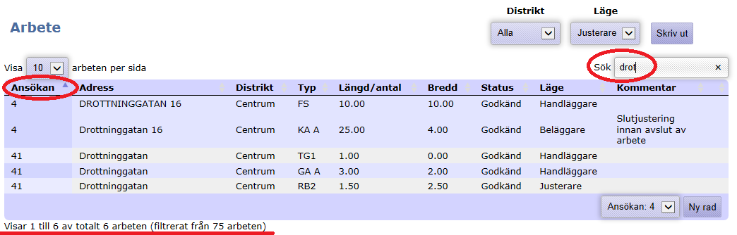 Här kan du välja att godkänna eller avslå en ansökan. Du måste ange en kommentar till det val du gör.