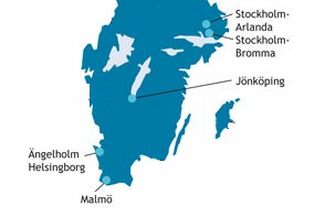 Figur 6. Statliga flygplatser på relationen Stockholm Malmö (exklusive Köpenhamn) Källa: LFV 7.