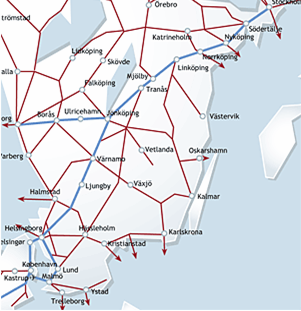 9.2 Scenario Europakorridoren Sammanfattning Förutsätter ny infrastruktur; hela Europakorridoren från Stockholm till Malmö/Köpenhamn Restid på relationen mellan 2,5 och 3 timmar Förväntad fördubbling