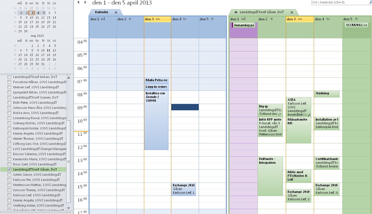 2 Boka en undervisningssal eller datasal på Centrum för hjälpmedel Öppna exempelvis undervisningssalen så du ser den bredvid din egen kalender, kolla om det finns någon tid