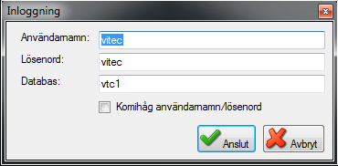 databas. Efter att ikonen för gemensam databas aktiverats startar upp en inloggningskärm som på bild 2. Bild 2, bilden visar inloggningskärmen för gemensam databas NetDoc Mobile.